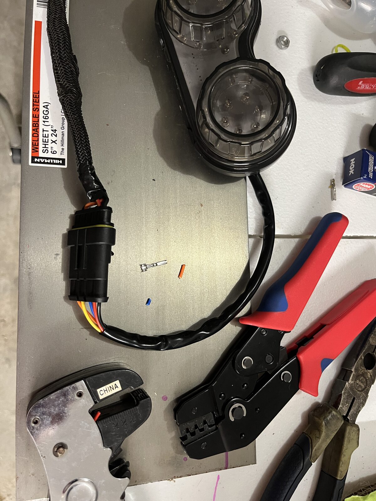 The replacement harness, run clean